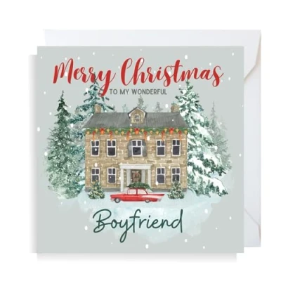 Image of Second Ave Boyfriend Christmas House Square Xmas Holiday Festive Greetings Card