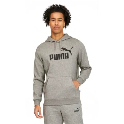Image of PUMA Men&#039;s Essentials Big Logo Fleece Hoodie Hooded Sweatshirt, Medium Gray Heather, L