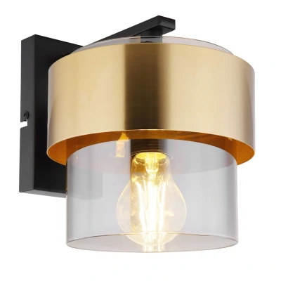 Image of Milley Wall Lamp Matt Black Glass Shade 1x E27