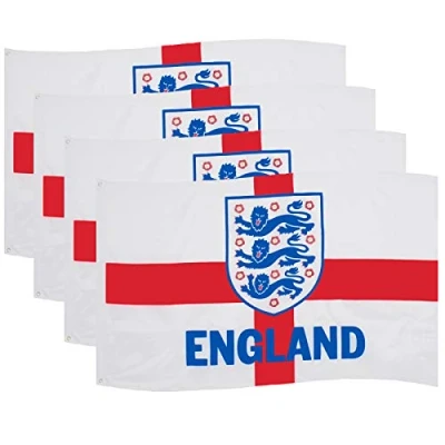 Image of England FA Official Football Gift 3 Lions 5x3ft 4 Pack Crest Body Flag