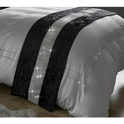 Image of Diamante &amp; Crushed Velvet Sparkle Bed Runner