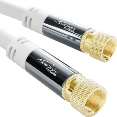 Image of KabelDirekt Sat Cable, TV Aerial Coaxial Cable 1m 4K Satellite with Metal F Connectors Available in 0.5 30m (for Radio/TV, DVB T, C, S/DVB S2, internet, white)