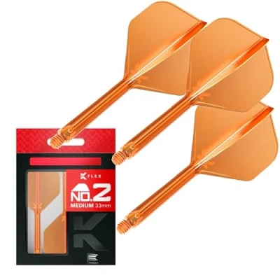 Image of TARGET Darts K Flex Integrated Dart Flight And Shaft, No.2 Orange (Medium) Pack Of 3 No 2, Kflex Precision Moulded 2 In 1 Flights Stem Professional Accessories