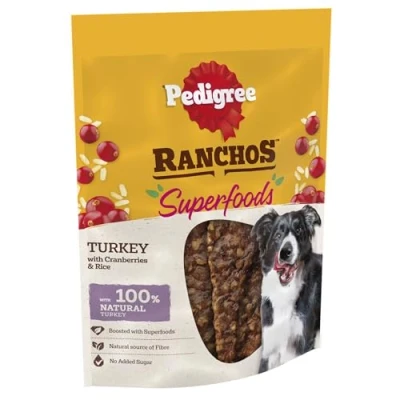 Image of PEDIGREE Ranchos Superfoods Dog Treats with Turkey 7x70g