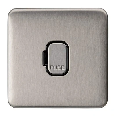Image of Schneider Electric Lisse Screwless Deco Unswitched Single Fused Connection Unit, 13A, GGBL5000BSS, Stainless Steel with Black Insert