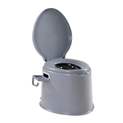 Image of CMY Lightweight and Portable 5L Camping Toilet with Seat, Lid, Handles Roll Holder 3 Colours Compact Waste for Indoor Outdoor Loo Caravan Picnic Festivals (Grey)