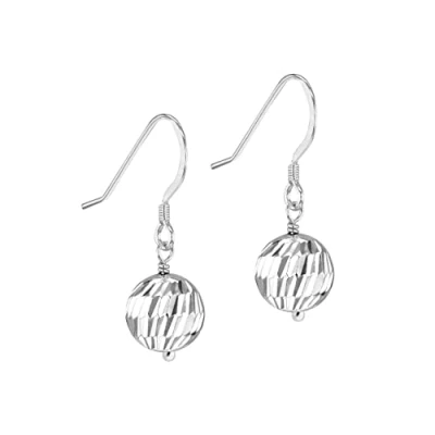 Image of Tuscany Silver Women&#039;s Sterling Wave Pattern Ball 10 x 30 mm Drop Earrings