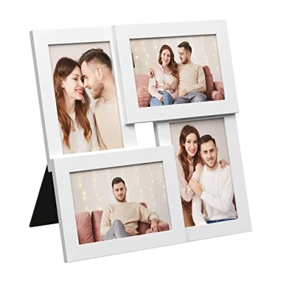 Image of SONGMICS Collage Picture Frames, 4 Frames for 4x6 Photos, Photo Wall, Multi Wall Decor, Cloud White RPF25WT