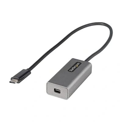 Image of StarTech.com USB C to Mini DisplayPort Adapter, 4K 60Hz Type mDP/Mini DP Monitor Video Converter Dongle, Thunderbolt 3 Compatible, 12&quot; Attached Cable, Upgraded Version of CDP2MDP (CDP2MDPEC)