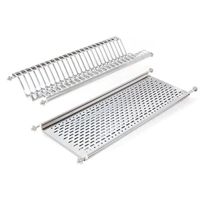 Image of Emuca Stainless Steel Dish Drying Rack for Standard 70 cm Width Kitchen Cabinet, Inner Module 635 670 mm