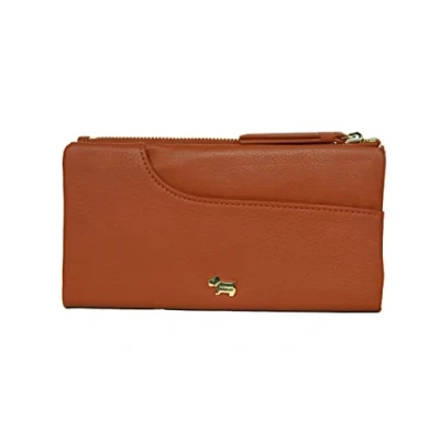 Image of RADLEY London Womens Large Leather Flapover Matinee Purse Wallet Pockets in Terracota Orange