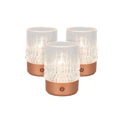 Image of Lily Rechargeable Table lamp Battery pack Ø8cm LED Dim to warm 2700K/3000K Copper Set of 3