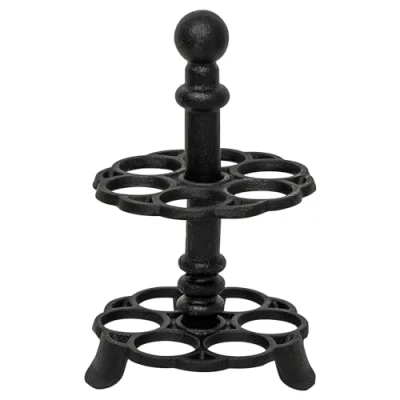 Image of Woodside Cast Iron Dozen Egg Storage Rack Holder, Free Standing Kitchen Countertop Chicken Stand Organiser