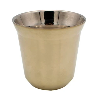 Image of Dianoo Coffee Cup Espresso Cups Stainless Steel Double Wall Thermally Insulated Capsule Light Gold