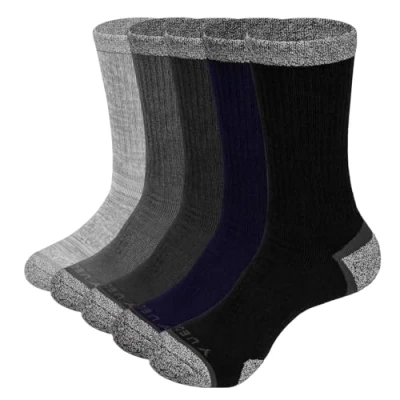 Image of YUEDGE Mens Crew Socks Moisture Wicking Comfort Work for Men Size 4 8 Uk, Multipack, Performance Cushioned Gym Golf Tennis Walking Training Athletic Sports Socks, 5 Pairs