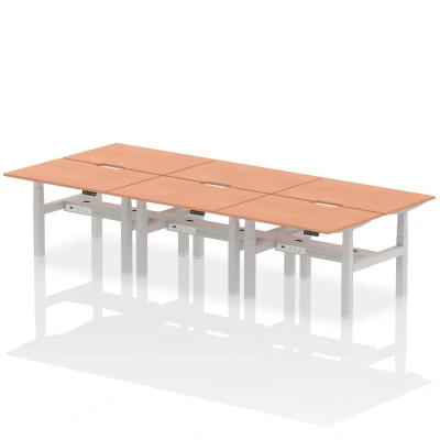Image of Air B2B 1200x800 Adjustable 6P Bench Desk Scalloped Beech/Silver