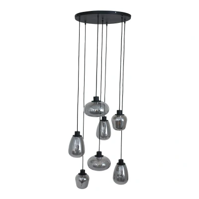 Image of Reflexion Cluster Pendant Ceiling Light Black Matt, Glass Transparent Grey