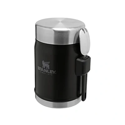 Image of Stanley Classic Legendary Food Jar 0.4L With Spork Keeps Cold For 7 Hours BPA Free Stainless Steel Soup Flask Leakproof Dishwasher Safe Matte Black