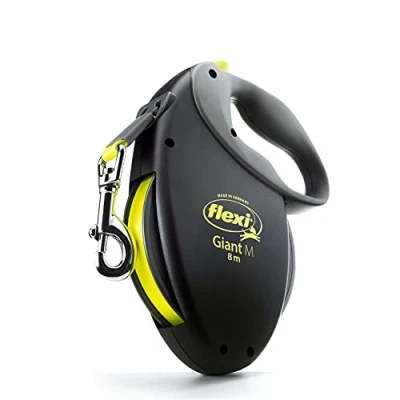 Image of flexi Giant Medium Retractable Dog Leash (Tape), 26 ft, Medium, Black/Neon