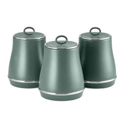 Image of Tower T826176FOR Renaissance Set of 3 Storage Canisters for Coffee/Sugar/Tea &amp; Other Loose Ingredients, 1.5L, Forest Green