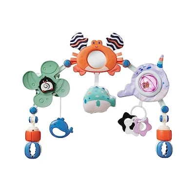 Image of Nuby Ocean Friends Pram Toy Arch Easy to Use Interactive Baby Toys Suitable from Birth