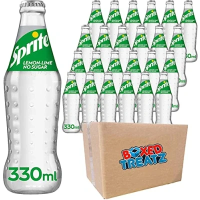 Image of Sprite Zero Sugar 330ml Glass Bottle Lemon &amp; Lime In Fresh Tasting Drink With No Or Calories x 24 Boxed Treatz