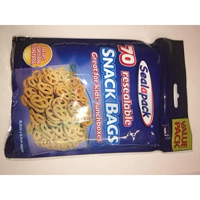 Image of Sealapack 3 x 70 RESEALABLE SNACK BAGS LUNCHBOX FOOD POUCH VALUE PACK