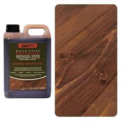 Image of Littlefair&#039;s Wood Stain Water Based 5ltr Outdoor Furniture Dye Light &amp; Dark Finishes Non Toxic Eco Friendly Formula Exterior for Crafts Colour: Sierra Redwood