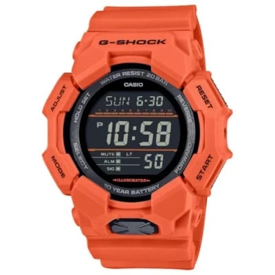 Image of Casio G Shock GD 010 4ER Watch, 20 Bar, Digital Display, Orange, Strap