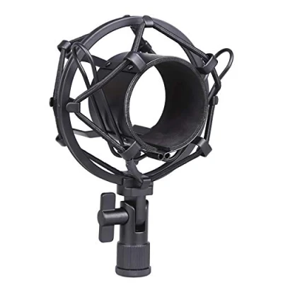 Image of Koolertron Universal 50MM Microphone Shock Mount Studio with Locking Knob,48MM 54MM Diameter Condenser Mic for Most Large Diaphragm Microphones (Black)