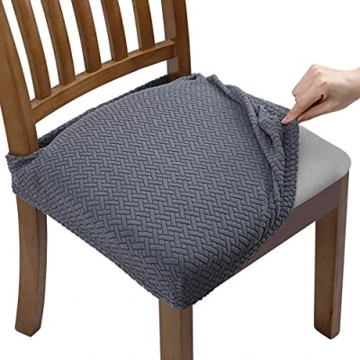 Image of Fuloon Super Fit Stretch Dining Chair Covers, Spandex Lattice Jacquard Removable Washable Slipcovers for Hotel Room Ceremony Banquet Wedding Party Décor