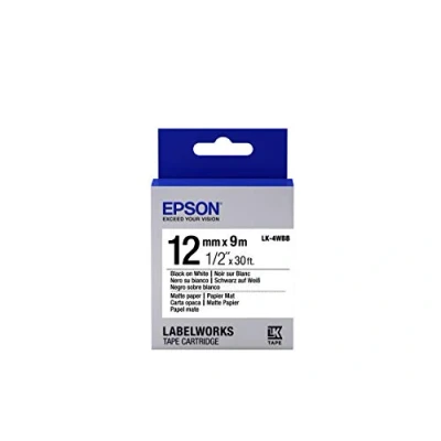 Image of Epson LK 4WBB Label Making Tapes (Black on White, Matte, Paper, LabelWorks LW 1000P 300 400 400VP 600P, Blister)