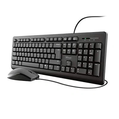 Image of Trust TKM 250 USB Wired Keyboard And Mouse Deskset, Black