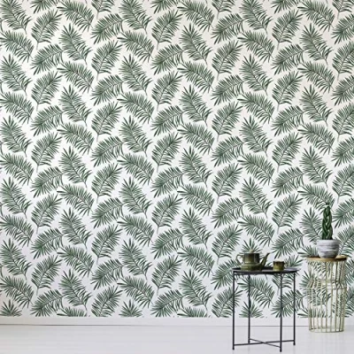 Image of Superfresco Easy Scandi Leaf White &amp; Green Forest Wallpaper