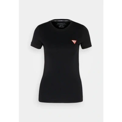 Image of Guess MINI Triangle TEE Basic Tshirt, Women&#039;s, Size: XS, Jet black