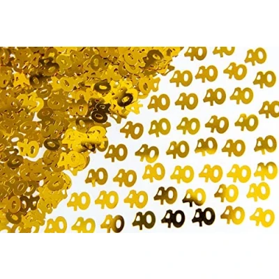 Image of SHATCHI 28g Gold 40th Birthday Confetti Foil Metallic Glitz Table Scatter Sprinkles Age Bday Party Decorations, 12mm