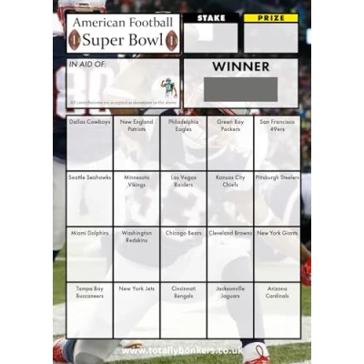 Image of Totally Bonkers American Football Fundraising Scratch Cards 20 SQUARE A6 (148x105mm) 10 Pack TB0018 Blind Card