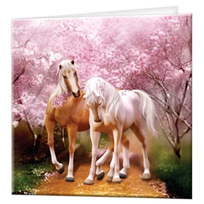 Image of 3D LiveLife Greeting Card Spring Love from Deluxebase. Lenticular Blank Cards with Envelopes. Cute Horse All Occasion featuring Original Artwork by Carol Cavaloris.