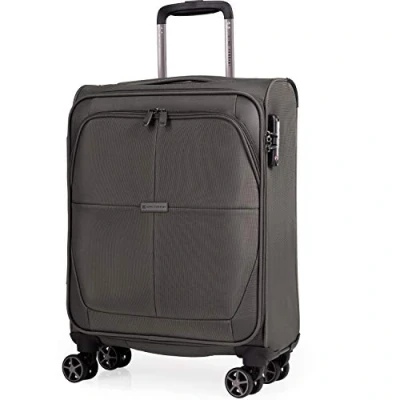 Image of Gino Ferrari Soft Sided Emirate Cabin Apporved 21 Inch Suitcase with Wheels Small 8 Spinner Wheel Luggage Case Omis TSA Combination Lock 2.1kg 55cm 20.2 Litre