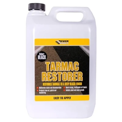 Image of Everbuild Tarmac Restorer High Performance and Weathering Protection, Surface Coating to Make Tramac Look New 5 Litre, Black