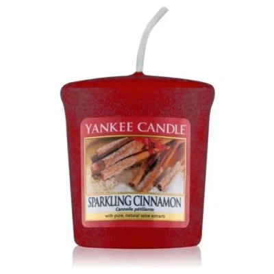 Image of Yankee Candle Sparkling Cinnamon Sampler Scented Votive Candle, Red, 4.6 x 4.5 5.3 cm