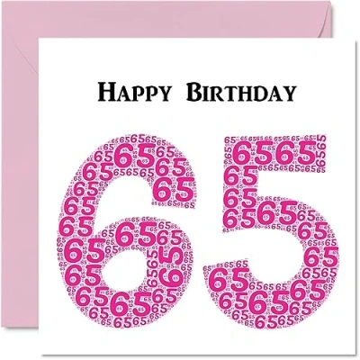 Image of Fun 65th Birthday Cards for Woman Shapecloud Happy Card Dad Mum Grandad Nanny Grandma Gran Uncle Auntie Cousin, 145mm x Greeting Cards,