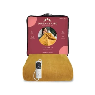 Image of Dreamland Luxurious Mustard Velvet Snuggle Up Warming Throw