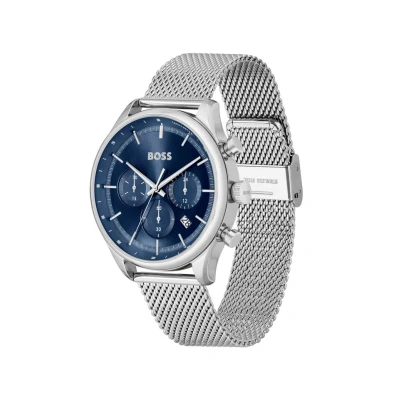 Image of BOSS Gregor Chronograph watch, Men&#039;s, Size: One Size, Silver/blue