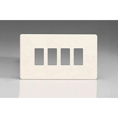 Image of Varilight XDYPGY4S.PD Screwless Primed 4 Gang PowerGrid Plate (Twin Plate)