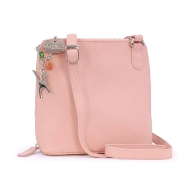 Image of Catwalk Collection Handbags Women&#039;s Medium Leather Cross Body Bag Shoulder With Long Adjustable Strap ELEANOR Pink