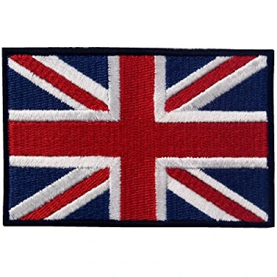 Image of British Union Jack Embroidered Flag Emblem UK Great Britain Applique Iron On Sew Patch