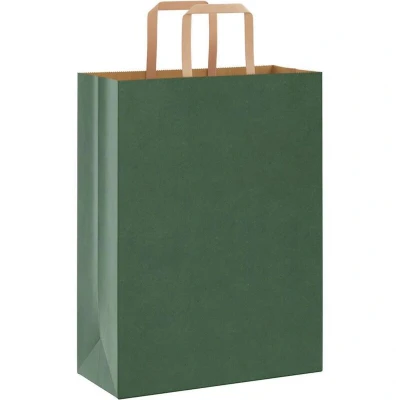 Image of vidaXL Paper Bags 50 pcs with Handles Green 26x12x35 cm