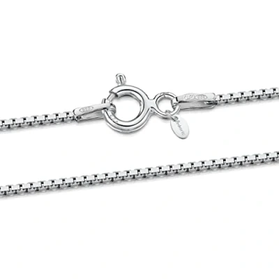 Image of Amberta Women 925 Sterling Silver 1 mm Venice Box Chain Necklace: 40 cm / 16 inch