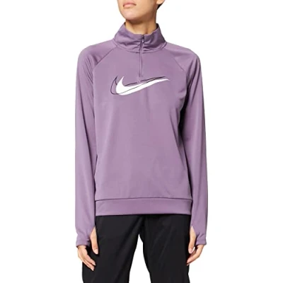 Image of Nike DD4902 W NK DF SWSH RUN HZ MDLYR Sweatshirt women&#039;s amethyst smoke/white S